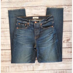 Sz 25 Madewell Cruiser Dark Wash High Rise Straight Leg Jeans Retail $128 29x29